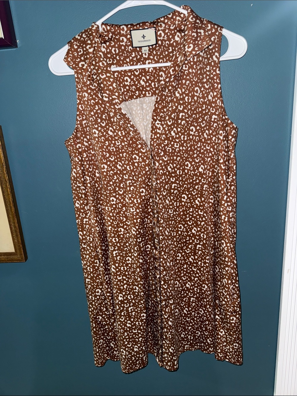 Tuckernuck Brown and Cream Sleeveless Mini Dress